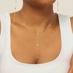 PAVOI Silver Plated Women's Lariat Cubic Zirconia Station Necklace new